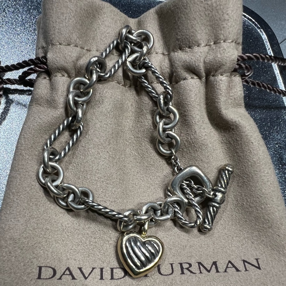 Authentic David yurman 18k gold /sterling silver designer charm toggle bracelet